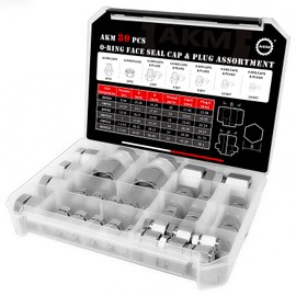 AKM ORFS 80PCS Master Industrial Hydraulic O-Ring Face Seal Cap and Plug Hose Tube and Pipe Fitting Kit Cap and Plug Kit Precision Threading in Dash Sizes 4 6 8 10 12 16