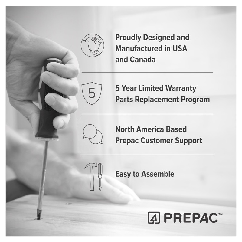 Prepac 2 Drawer Nightstand, 16.25in x 18.75in x 24.5in, Rustic