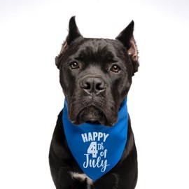 Happy 4th of July Dog Bandana | 100% Adjustable Cotton Tie Dye | Made in USA | July Fourth (4th) Accessory | Patriotic | Party | Parade | Event | Costume | One Size | Red Scrunch (254)