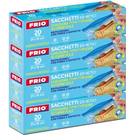 FRIO 80 Pack 80 Airtight Food Bags Open and Close with Slider 21x15cm Freezer Food Storage Bags Reusable Heavy Duty