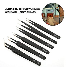 Pinzas Precisión Kit, 6 Piezas Pinzas ESD Conjunto, Tweezers de Acero Inoxidable Para, Electrónica, Manualidades, Joyería