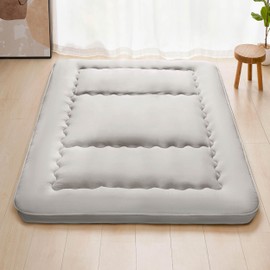 PPOLCA Japanese Floor Mattress, Queen Futon Mattress, Foldable Tatami Mattress Camping Mat for Adults, Kids, Guest Room, Grey