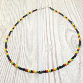 Rasta beaded necklace. Jamaican necklace, reggae necklace. 16 INCHES. Size 8/0 SEED BEADS