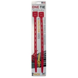 One-Tie TOT60022 14 in. Reusable Tie Strap, Red, 2 Pack