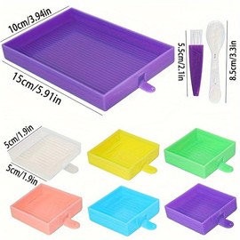 DIY Diamond Arts Colorful Painting Tools Set, Random Color Square Diamond Storage Tray, Diamond Arts Crafts Accessories:_Multicolor_1 Count Random Color Square Tray