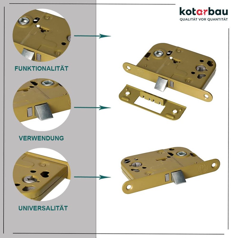 KOTARBAU® Mortise Lock 72/45 WC mm for Interior Doors Universal