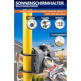 4smile SunnyEasy Parasol Holder Balcony Railing Anthracite – Functional Parasol Holder Balcony, Flexible Mounting – Umbrella Holder Balcony Railing Replaces Parasol Stand Balcony