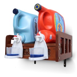 Besuerte Hanging Laundry Detergent Shelf - Farmhouse Laundry Station - Liquid Laundry Detergent Holder Wall Mount - Laundry Soap Holder - Laundry Soap Organizer (Walnut)