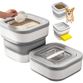 DAZZLEREE Collapsible Food Storage Containers – Rice Container 20 lbs, Pet Food Container, Grain Bin, Car Wash Bucket – Magnetic Lid & Measuring Cup, Multi-Use Kitchen Storage Bin