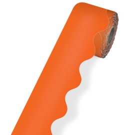 Carson Dellosa 65ft Orange Bulletin Board Borders, Roll of Scalloped Border Trim for Bulletin Board, White Board, Cork Board, Poster Board, Locker Décor, Farmhouse Décor, Office Décor, Classroom Décor