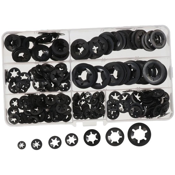 HOBBYIN 340Pcs 7 Sizes Internal Tooth Star Lock Washers, Quick