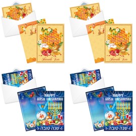 LOONELO Rosh Hashanah Greeting Cards with 24pcs Envelopes, Jewish New Year Greeting Cards 24 Set, Shana Tova Note Cards for Jewish New Year Rosh Hashanah Holiday Decorations Celebration