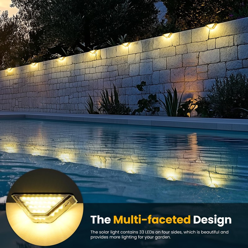 Solpex Solar Step Lights, 33 LEDs Solar Deck Lights Outdoor