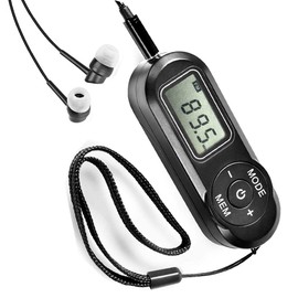 Portable Pocket Radio, Portable Radio Mini FM Receiver, Headphones, LED Display 20 Stations Memories Personal Radio for Sport Running Walking, FM Portable Radio Black