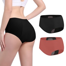 Carer Incontinence Underwear for Women Washable Women's Incontinence Panties 150ml High Absorbent Leak Proof Underwear for Women Bladder Leaks & Postpartum 2pk-XL Black/Orange