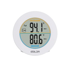 BALDR Wireless Indoor Outdoor Thermometer - 2.5” LCD Display Digital Thermometer for Home - Surface or Wall Thermometers Indoor & Outdoor Weather Station with Wireless Remote Transmitter (White)