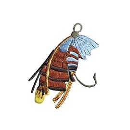 Wholesale Applique Fishing Fly - Blue/Brown - Angling Lures - Embroidered Iron on Patch