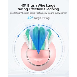 Rtauys S5 Sweeping Electric Toothbrush - Rechargeable Electric Toothbrushes with 8 Heads, Power Electric Toothbrush with Holder, 2.5 Hours Charge for 45 Days Battery Life - Pink
