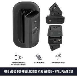 Wasserstein Horizontal Adjustable Angle Mount & Wall Plate (35° to 55°) - Compatible with Ring Video Doorbell (Wired)