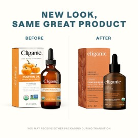 Cliganic Organic Pumpkin Seed Oil, 100% Pure - For Face & Hair | Natural Cold Pressed Unrefined (Packaging May Vary)