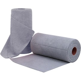 Rollo de Toallas de Microfibra, Paquete de 50, Rollo Microfibra 25 x 25 cm, Paños de Limpieza de Microfibra, Reutilizable, Ultraabsorbentes, para Coche, Hogar, Cocina (Gris)