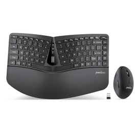 Perixx PERIDUO-606 Wireless Mini Ergonomic Keyboard with Portable Vertical Mouse - Adjustable Palm Rest Stand - Membrane Low Profile Keys - US English