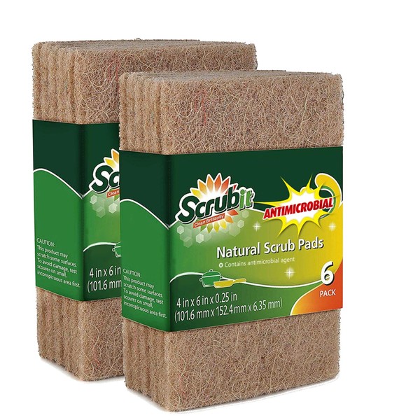 SCRUBIT Estropajos naturales (paquete de 12) – almohadillas para orejas de fregado ecológicas para limpieza de cocina, platos y ollas – Estropajos de cocina antiarañazos – 100% fibras de sisal naturales