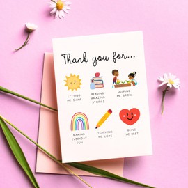 Thank You For Teacher's Card, Thank You Card, Perfect for Teachers and Teaching Assistants, End of Year Teachers Cards and Gifts