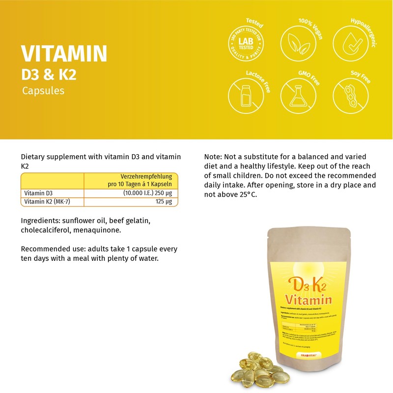 Vitamin D3 10,000 IU + Vitamin K2 125 mcg Menaquinon