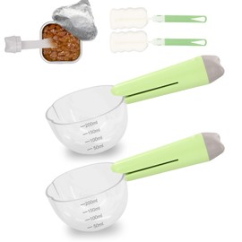 2Pack Dog Food Measuring Cup, Pet Food Scoop 1 Cup for Cat & Dog, Accurate Measurement with 2 Pcs Brush
