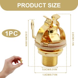 Full-contact Output Jack Socket 4-Contact Stereo Jack with Washer and Nut Solder Type for Guitar/Bass Speakers Footswitch Audio Amplifier Instruments Gold