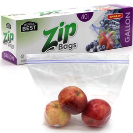 DURRA BEST. 1 Gallon Large Storage Zip Bags - Double Zip, Freezer Safe, Resealable, and Leak Proof (40 Count)