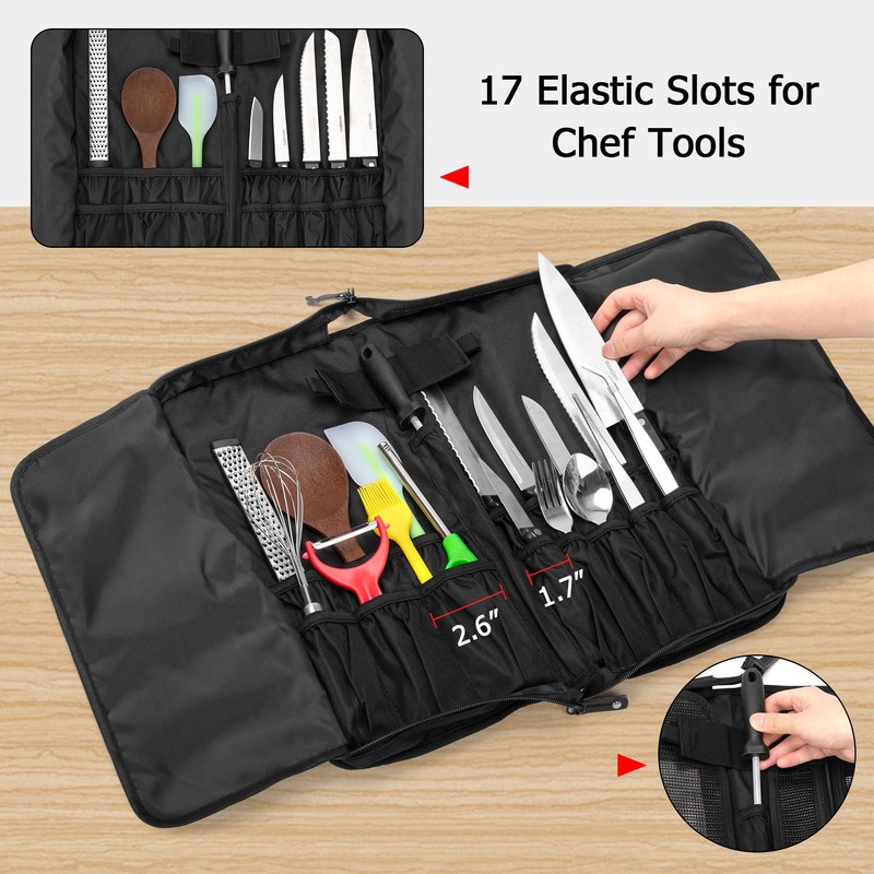 samdew Chef Knife Bag with Lockhole & 17 + 6
