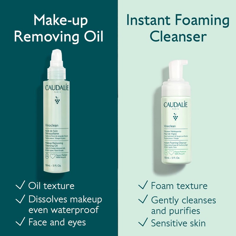 Caudalie Vinoclean Makeup Removing Cleansing Oil, Waterproof Makeup Remover -