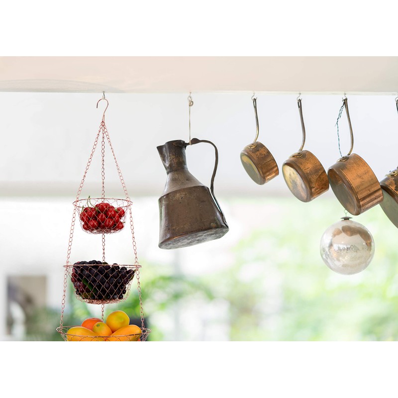 IBERG 3 Tier Hanging Fruit Basket, Metal Hanging Baskets for