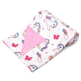 FIGEPO Baby Girl Blanket Soft and Breathable Fuzzy Toddler Throw Blankets Minky Nursery New Born Baby Girls Blanket with Double Layer and Pink Dotted Backing for Baby Shower Birthday Gift (Unicorn, 1)
