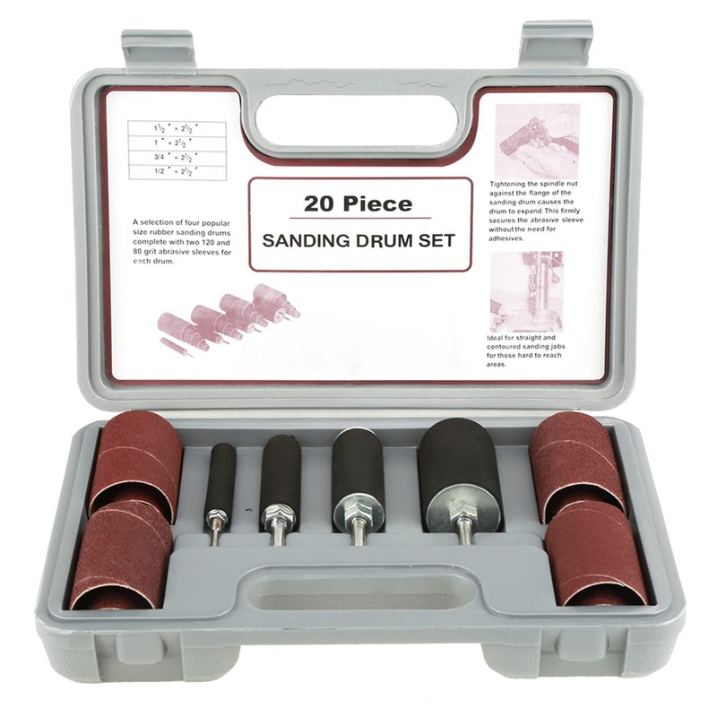 Speed Drum Sander Kit, 20pcs Spindle Sanding Tool Set with