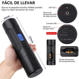 XZROAD Compresor de Aire Portatil,150PSI Bomba de Aire Bicicleta,Inflador de Llantas para Auto Con Linterna LED y medidor de presión digital LCD,Adecuado para Inflar Bicicletas,Autos,Motos y Balones