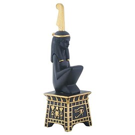 Black and Yellow Egyptian Maat on Pedestal Decorative Statue