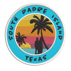 South Padre Island, Texas Surfing Spot Embroidered Premium Patch DIY Iron-on or Sew-on Decorative Badge Emblem Vacation Souvenir Travel Gear Clothes Appliques