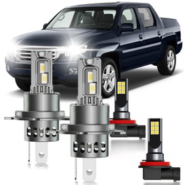 HUOKEDS for Honda Ridgeline 2006-2014 Fog Lights Bulbs Combo, 4pcs Super Bright White Dual Beam and Fog Lights Blubs Package, 1:1 Size as Stock Bulbs, Plug and Play