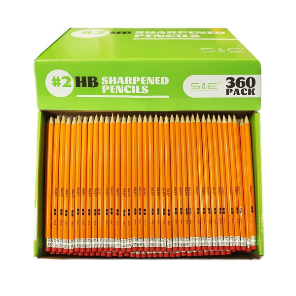 S & E TEACHER'S EDITION 360pcs Pre-sharpened Pencils with eraser