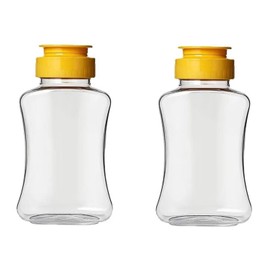 2PCS Honey Squeeze Bottles, Squeeze Honey Jars, Honey Container, Refill Empty Container for Honey Syrups Ketchup Salad Dressing Cooking Oils (Wide Mouth)