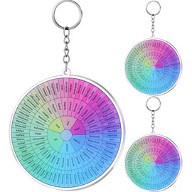 Landical 3 Pcs Feelings Color Wheel Keychains 4'' Round Emotion Wheel Chart Acrylic Social Work Feelings Sign Keychains Therapy Emotions Mental Health Key Holders Emotional Gifts Accessories