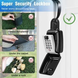 PAIRIER Key Safe with Shackle Key Cabinet with Combination Code Outdoor Key Lock 12 Digit Key Safe Key Box with Waterproof Cover for Home, Garage, Office, School