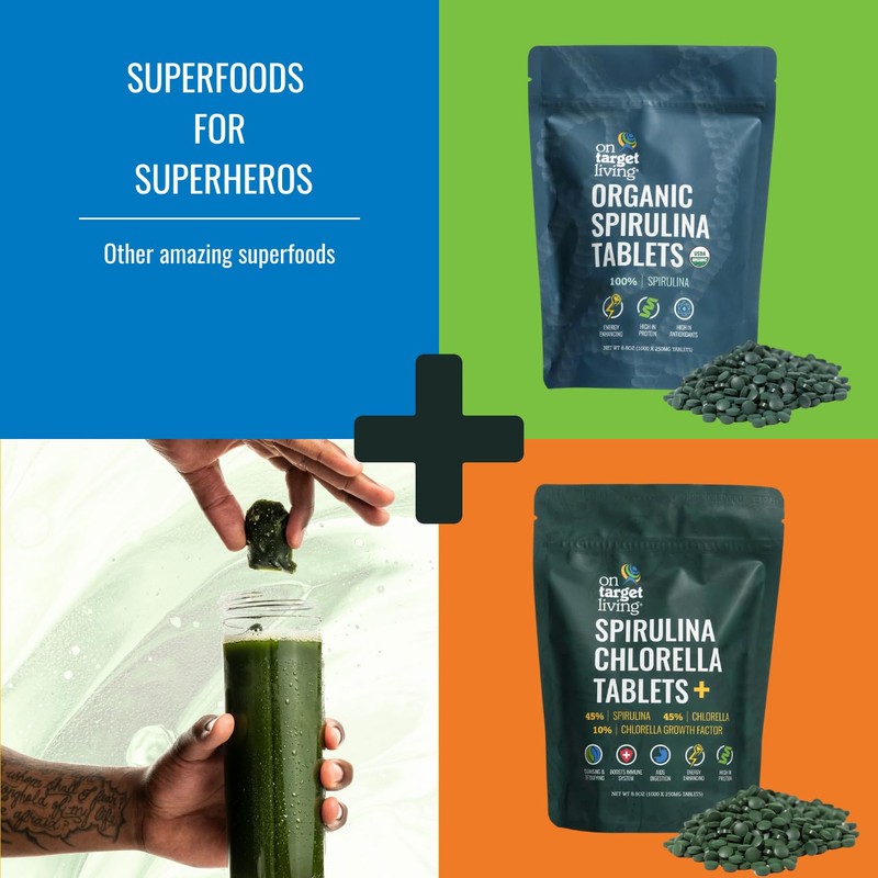 On Target Living Organic Spirulina Chlorella | Supergreens | USDA
