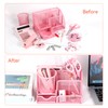 yuun Pink Desk Organizers and Accessories, Office Supplies Include Mesh
