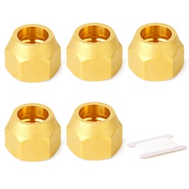 GASHER 5PCS Brass SAE 45 Degree Flare Tube Fitting,1/2" Flare Nut Air Conditioning Copper Pipe Extension Butt Copper Tube