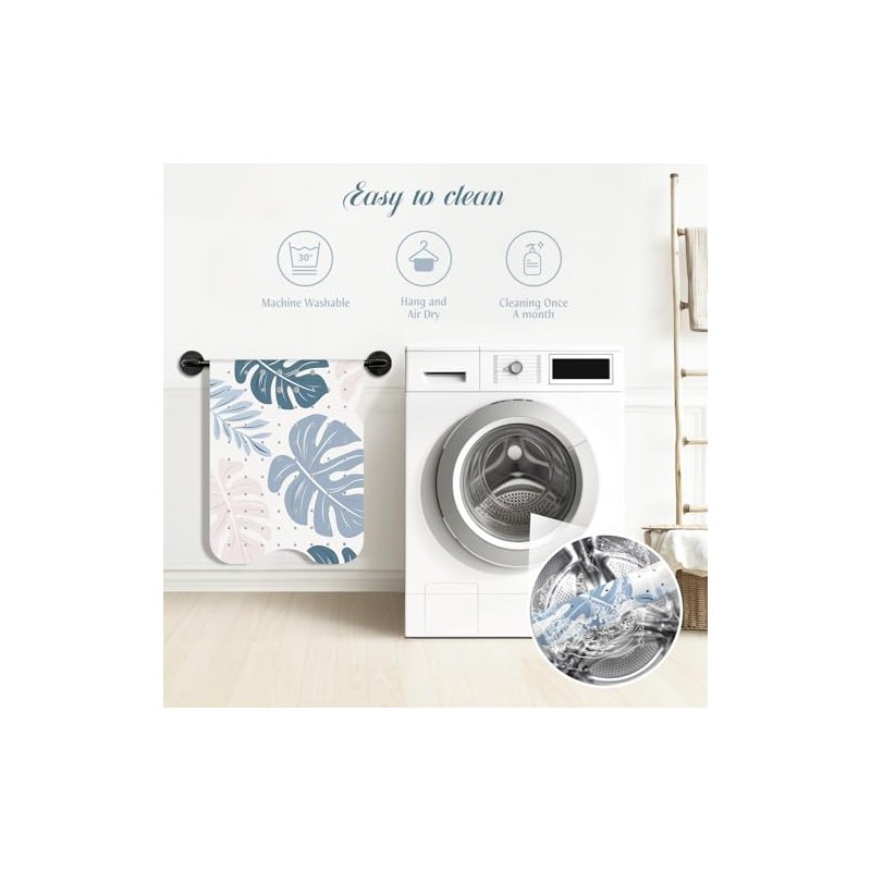 SHUCHING Non-Slip Blue Bath Mat for Safe Showering
