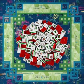 Christmas American Mahjong Set 160PCS 32mm Acrylic Red Back Tiles With Navy Green Pagoda Mat Holiday Gift 4-Player GameColor: 30mm Christmas Red Mahjong Tiles